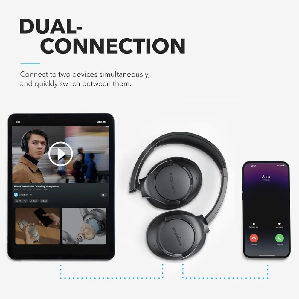 🎧 🎶 Soundcore by Anker LifeQ20 Wireless Noise Cancelling Headphones NIB - Picture 6 of 11